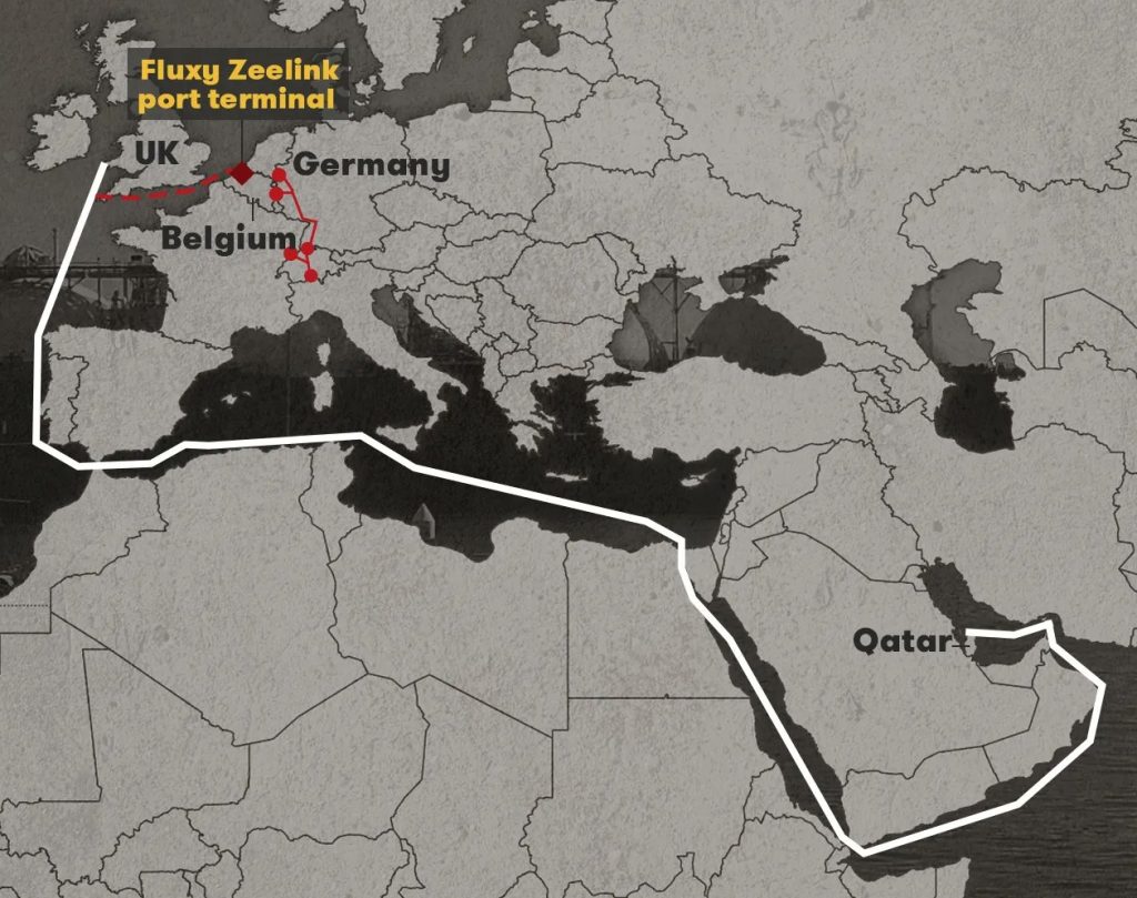 Ruta snabdevanja Evrope tečnim gasom iz Katara